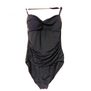 Liz Claiborne Black Ruched Single Strap Bathing Suit 14
